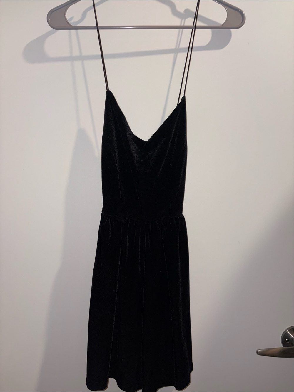 Black Velvet Spaghetti Strap Dress